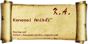 Kenesei Anikó névjegykártya